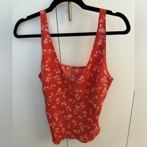 Red floral tank